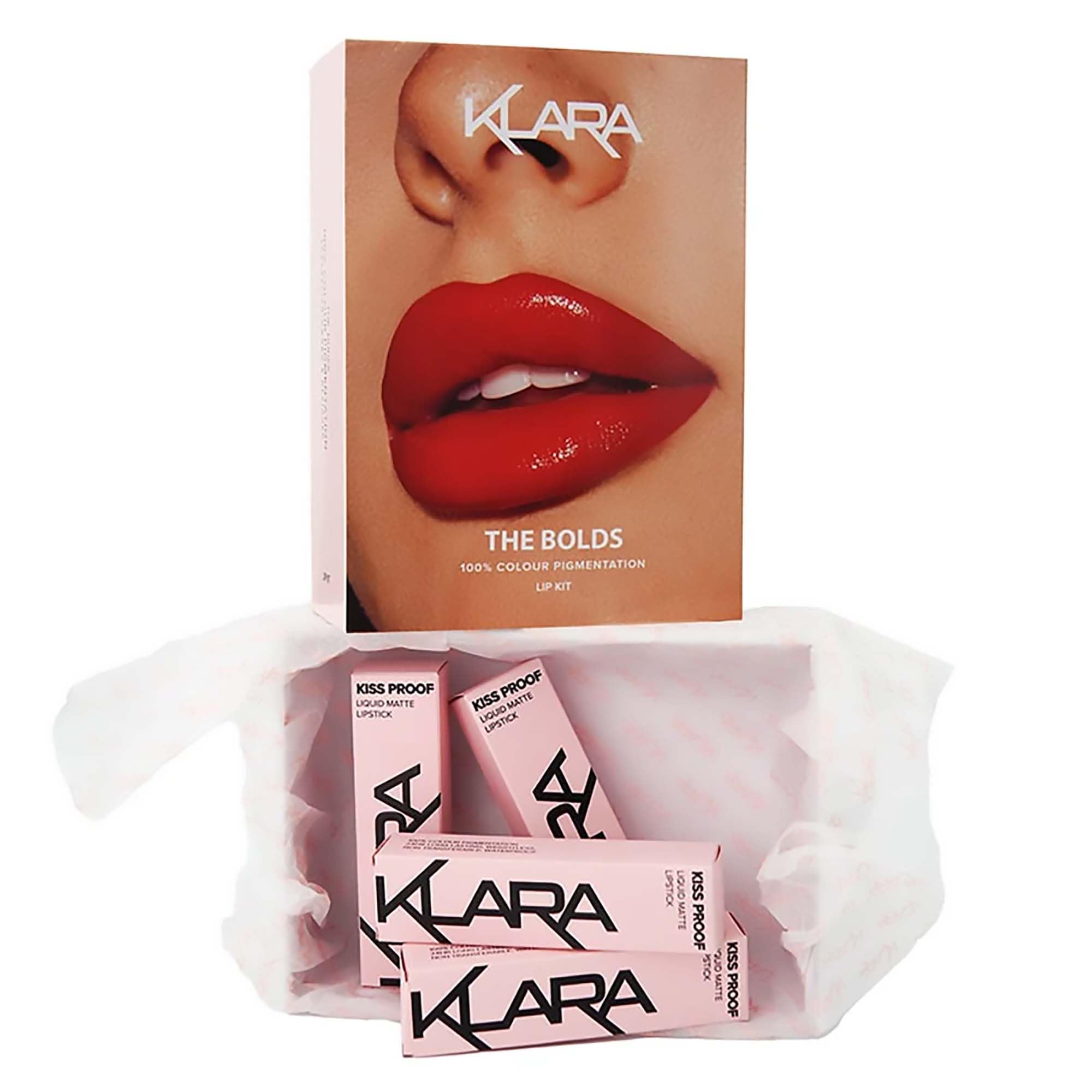 Klara Cosmetics Kit Di Labbra Bolds - Labbra Opaco Per Le Donne - Labbra Liquido A Prova Di Bacio, Colori Vibranti - 4 Pz-image