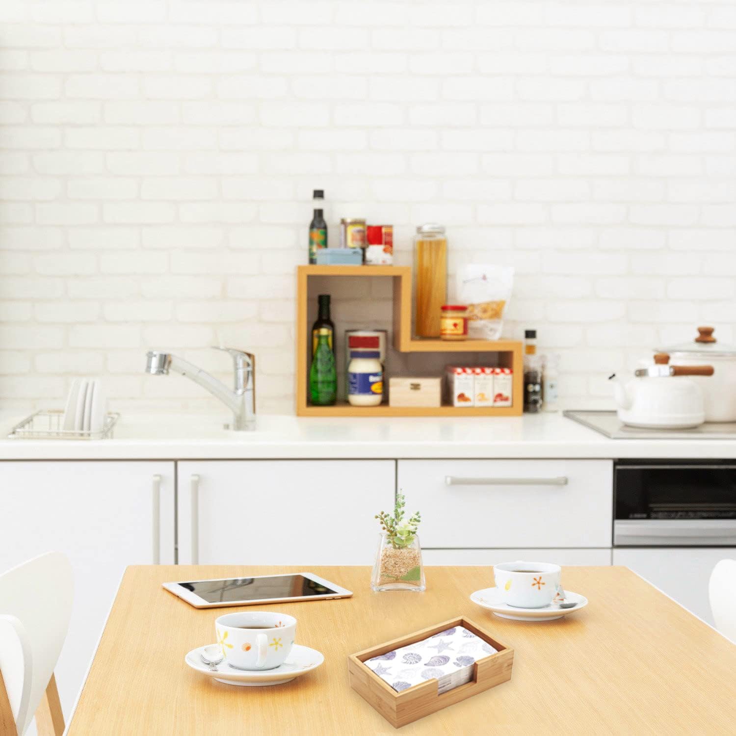 Bamboo Napkin Holder Rectangular, 9.5" x 5.5" x 2.5", Wood Guest Towel Tray, Wooden Paper Towels Holder for Kitchen/Bathroom Countertop - Image 5