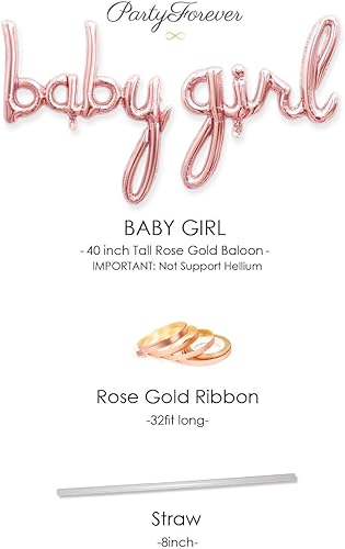 Miniatura 2 de PartyForever Globo de letras de oro rosa para decoración de baby shower, globos de aluminio para revelación de género de niña