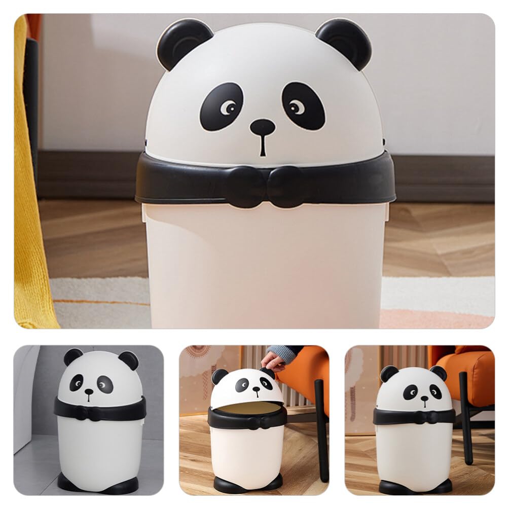 Luxshiny Niedlicher Mülleimer in Pandaform aus Pp mit Klappdeckel Moderner und Rustikaler Stil für Büro und Zuhause Kompakter Abfalleimer fürs Schlafzimmer