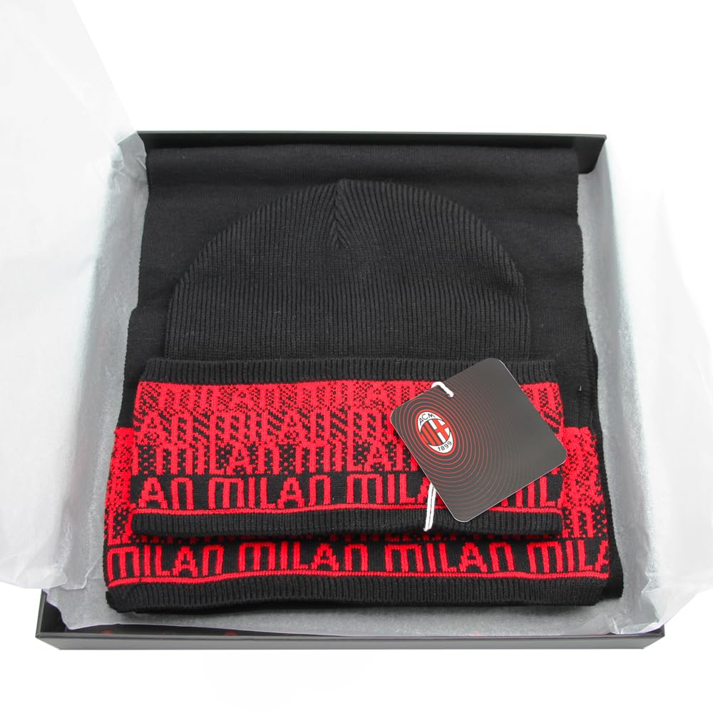 SET SCIARPA E CAPPELLO SKIPPER JACQUARD LOGATO 52% VI 30% PL 18% PA MILAN IN BOX 143569