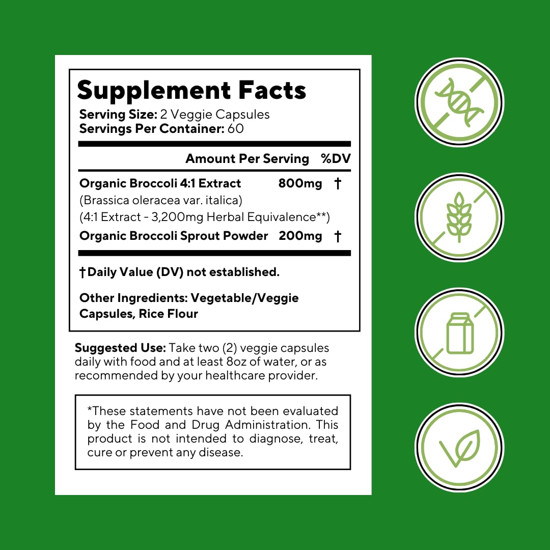 Vitapia Organic Broccoli Sprout & Broccoli Extract for Sulforaphane, Antioxidant, Brain, Skin, Heart Health Support - 120 Veggie Capsules - Non-GMO, Gluten-Free, Vegan-Friendly Supplement — Amazon image 8