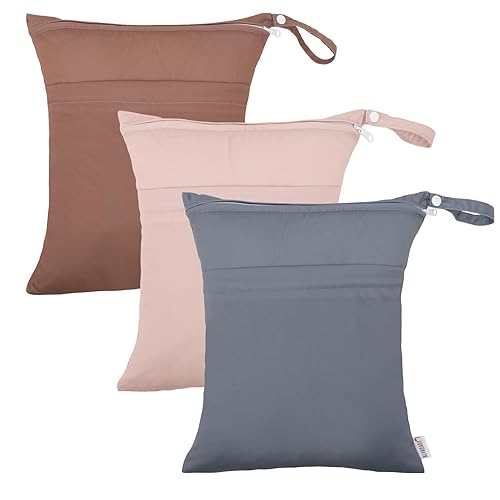 Miniatura 11 de ALVABABY - 2 bolsas para pañales de tela húmedos y secos, impermeables, reutilizables, con dos bolsillos con cremallera, para viajes, playa, Animal