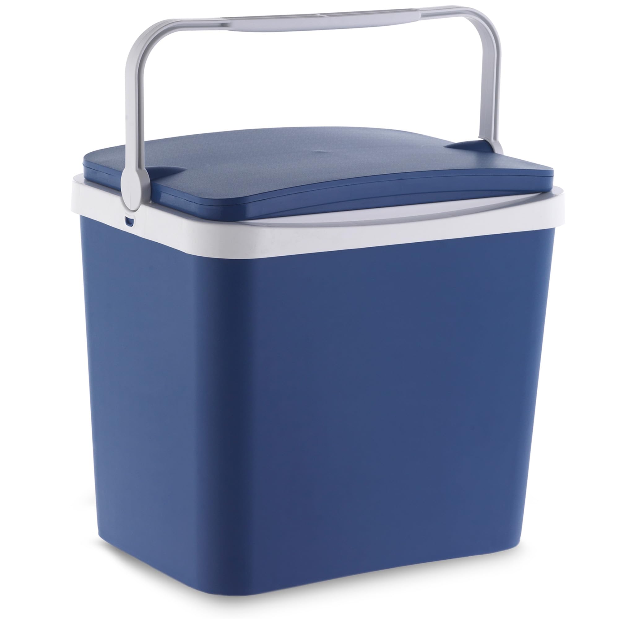Nevera Portatil Playa Rígida L - Polipropileno de Color Blanca y Azul - Resistente y Duradera Ideal para Camping, Barbacoas, Picnic - Fabricada en España