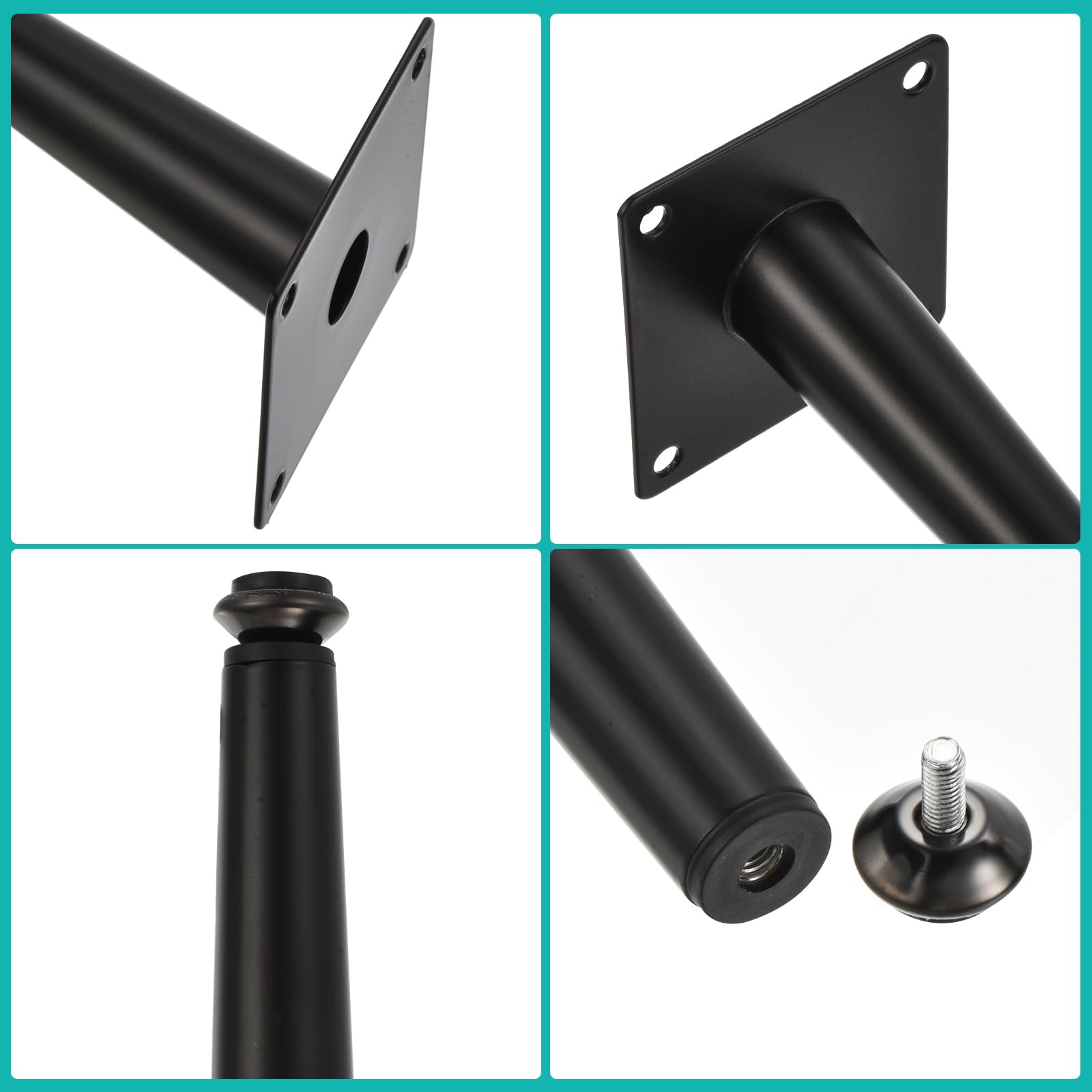 Uxcell 4PCS Metal Furniture Leg Replacement 8inch Couch Legs Cabinet Feet Black Modern Furniture Legs DIY Sofa Feet with Screws for Cupboard Table - Image 4