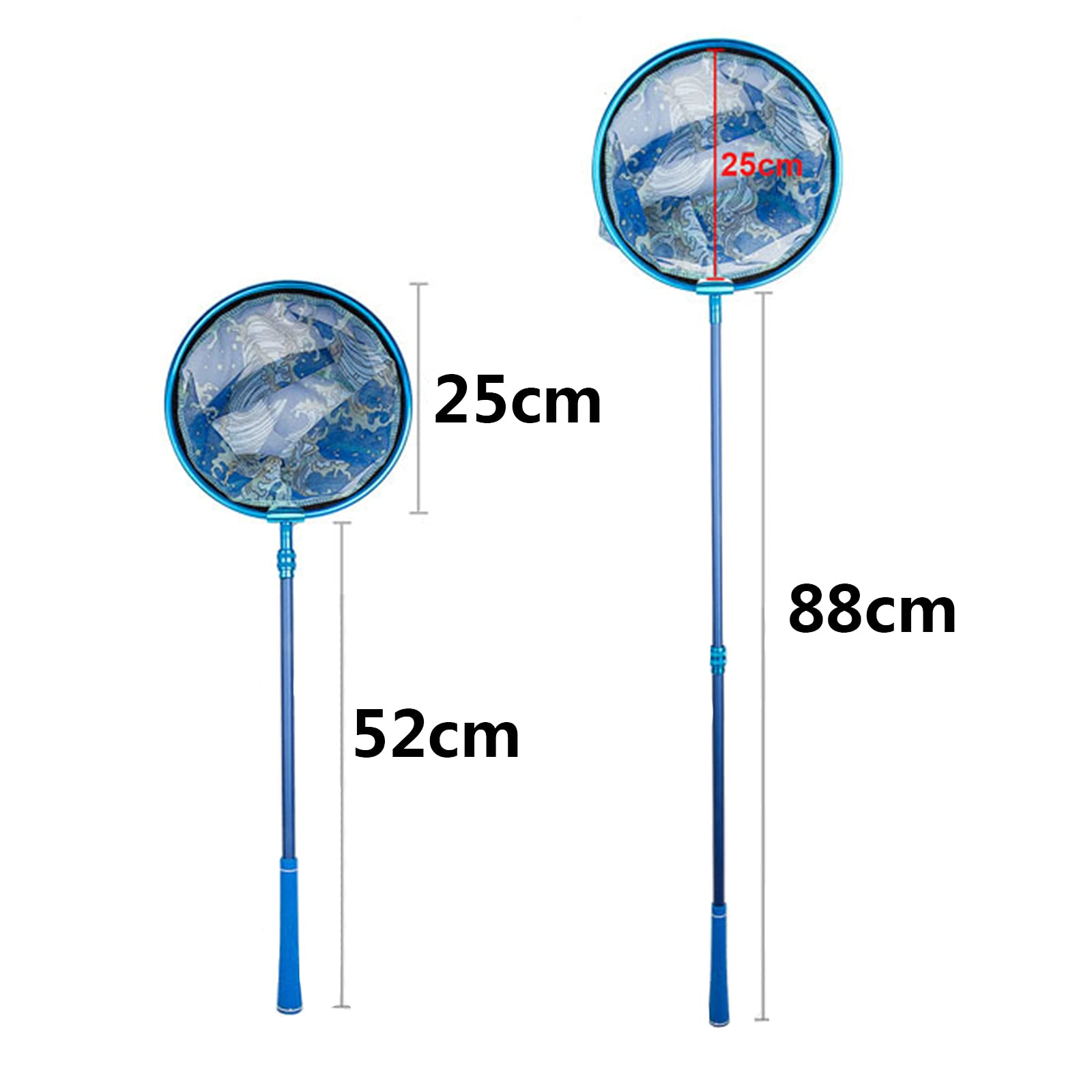 sunyu Épuisette de Pêche Télescopique, Épuisette Pliable Portable Long Manche pour Pêche à la Carpe, à la Carpe, à la Truite - Blue