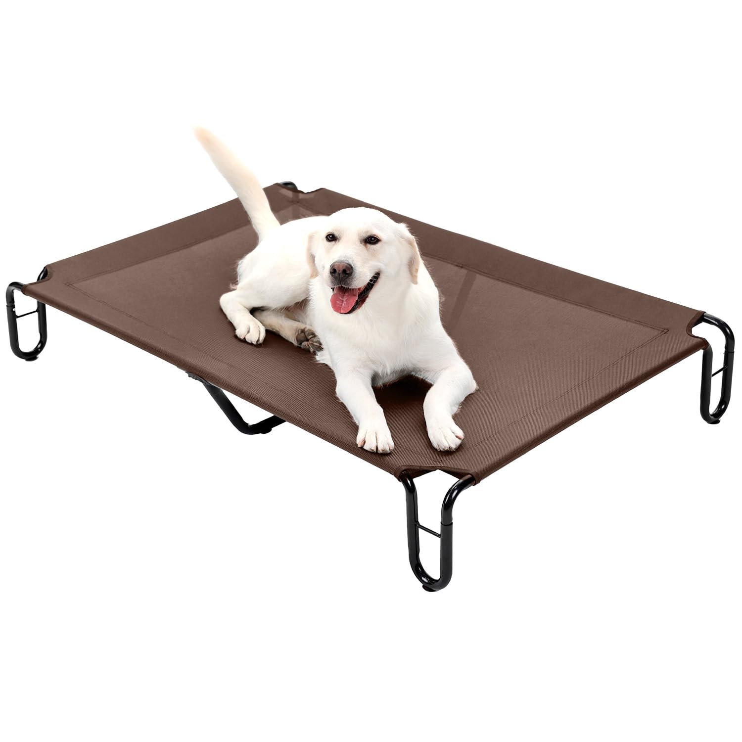 pettycare Elevated Outdoor Dog Bed - Cots Beds for Large Dogs XL, Waterproof Raised Cot Easy to Assemble, Cooling with Teslin Mesh, Durable, Non Slip, Up to 85 lbs, Brown