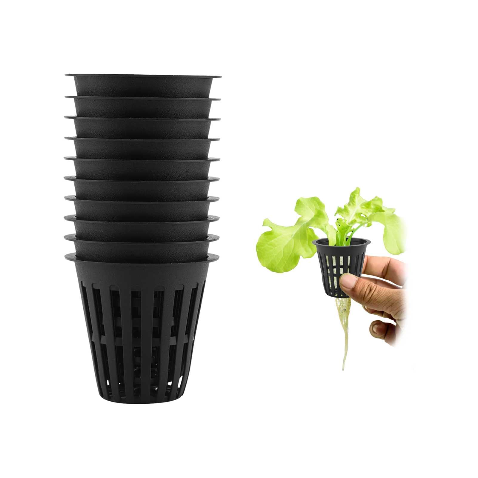 HERCHR Net Cup Pots 10Pcs 2in Hydroponic Planting Net Hydroponic Planting Mesh Pot Plant Grow Basket Cup Mesh for Garden Indoor Outdoor Pond Balcony Planting