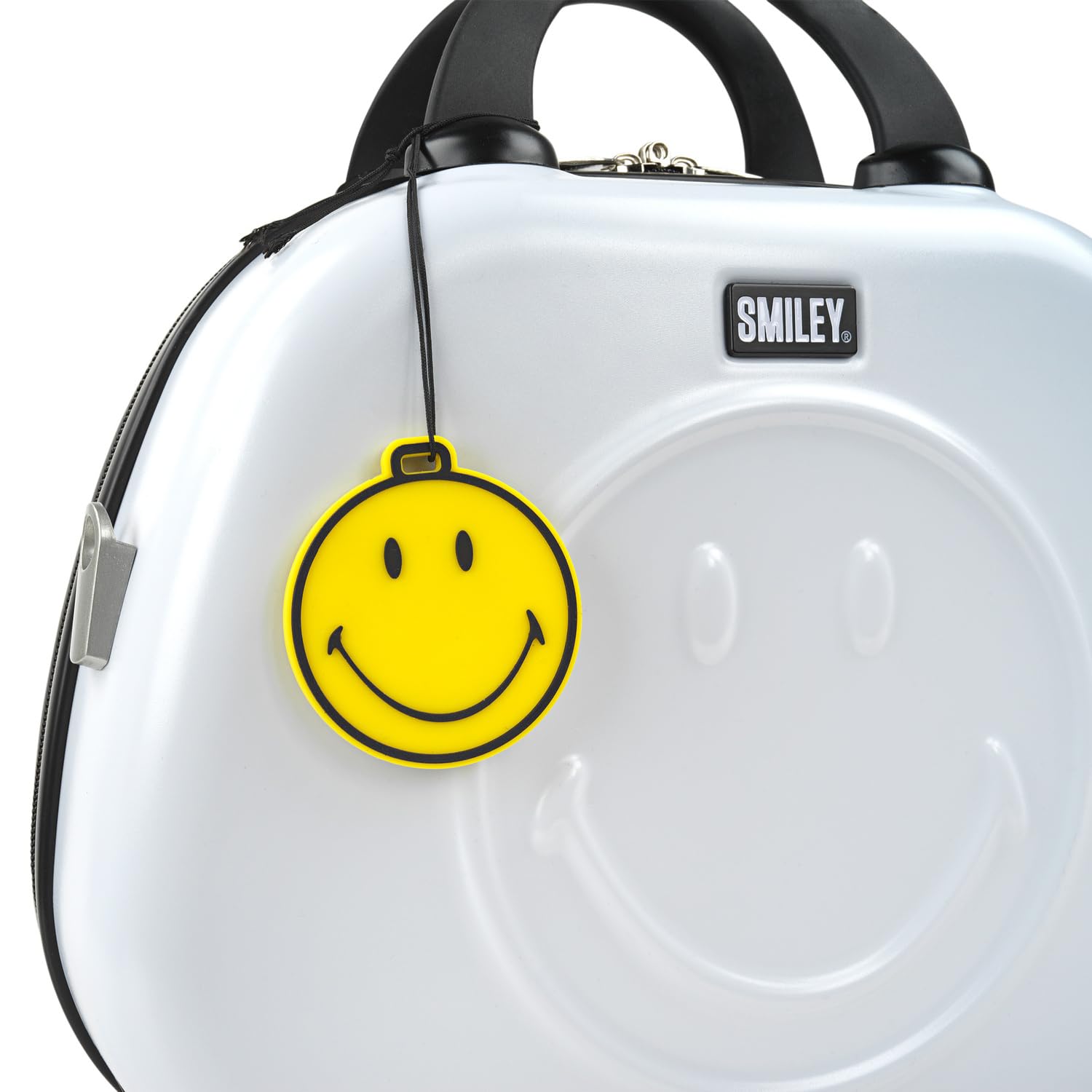 Smiley Originals - Beauty Case da Viaggio Donna e Uomo Policarbonato - Valigia Portare a Mano Beauty Case Rigido con Maniglia Superiore e Tracolla Regolabile - Elegante Beauty Case Donn, Bianco e nero