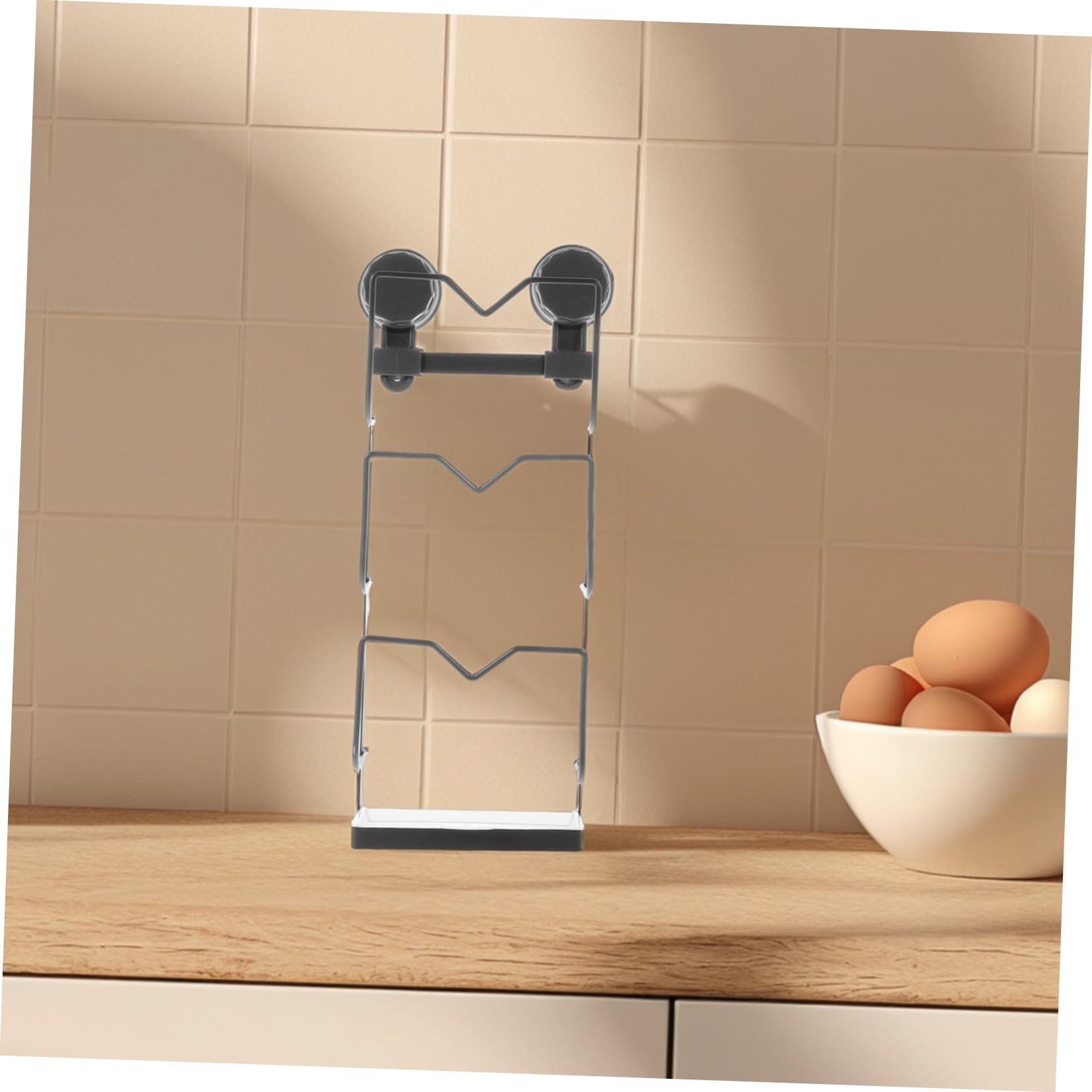 OUNONA Saugnapfdeckelhalter Schwarz aus Abs und Edelstahl