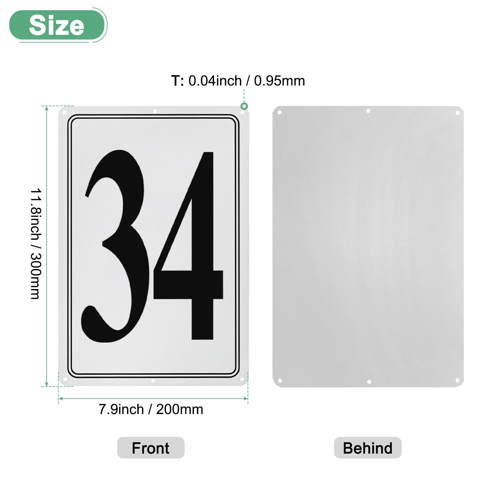M METERXITY Aluminum Number Sign 34, 11.8 Inch House Numbers and Metal Letters, Parking Spot Letter Signs - Image 3