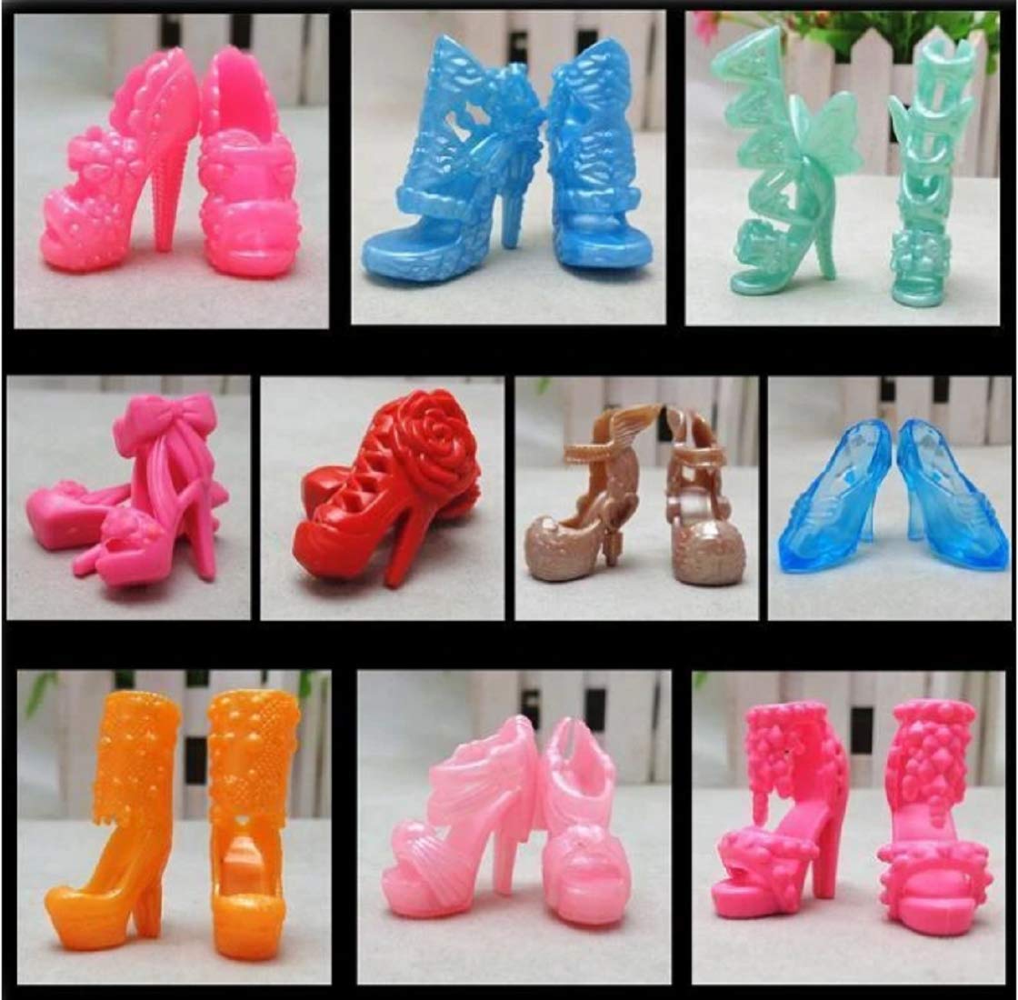 iDream Doll Accessories Set – 12 Beautiful Cloth & Lace Dresses and 12 Pairs of Shoes, Perfect for Doll Dress-Up, Creative Play, and a Wonderful Gift for Doll Lovers - Image 7 thumbnail