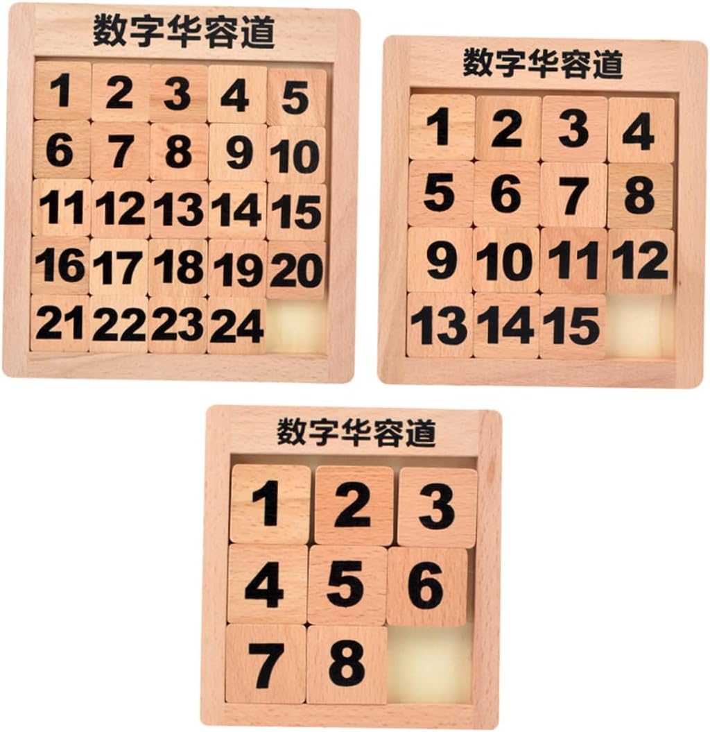 ERINGOGO Brain Toy 3 Sets Digital Huarong Road Wooden Puzzle Brain