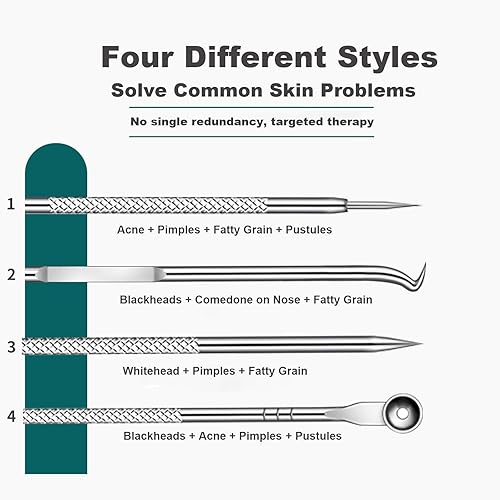 Miniatura 3 de HaimiLiya Pimple Popper Tool Kit-4 Pcs Acne Needle Tools Set- Blackhead Comedone Whitehead Popping Remover Tool for Nose Face Skin Blemish Extractor