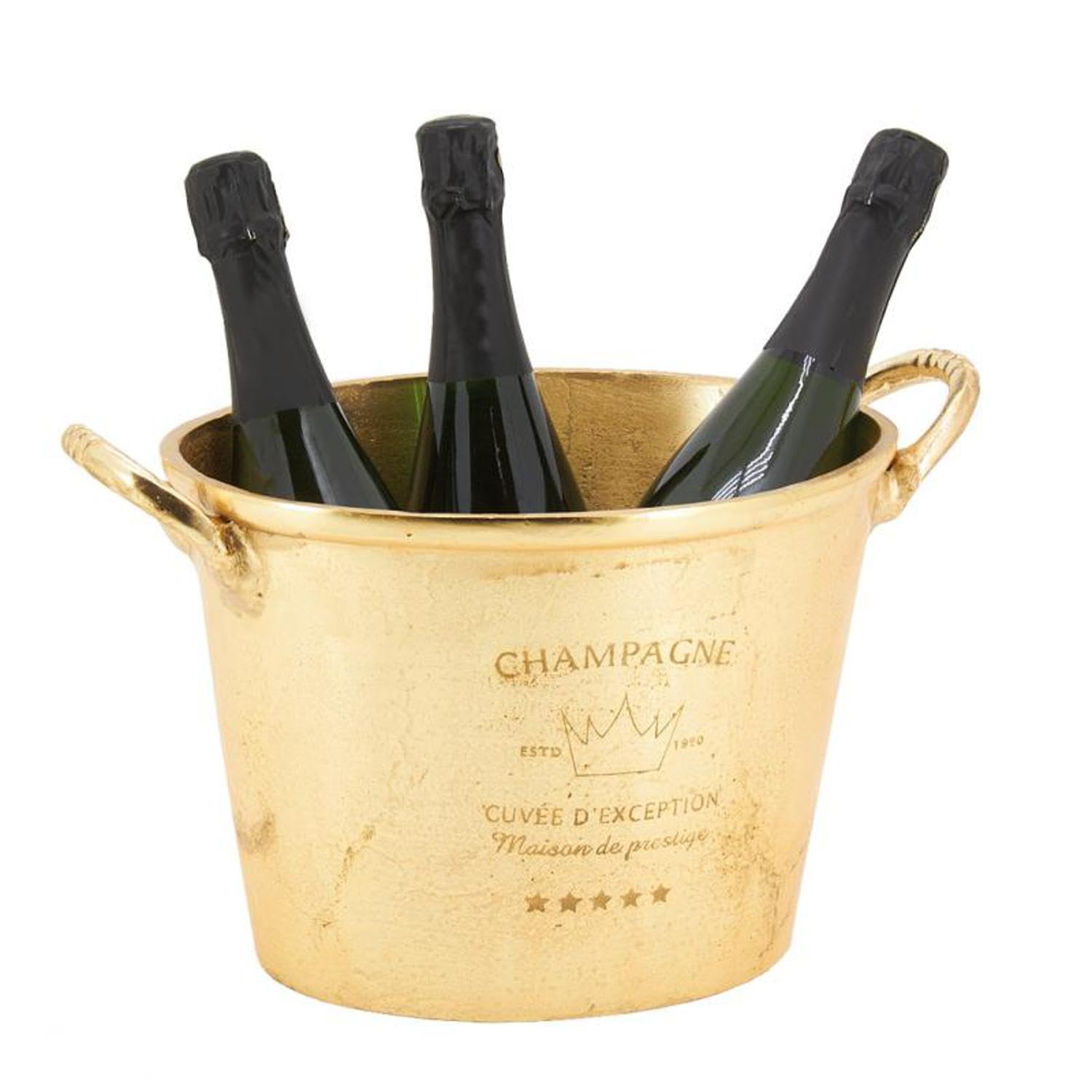 AUBRY GASPARD - Seau à Champagne Cuvée d'Exception en Aluminium Doré - Finition Luxueuse - Capacité 3 Bouteilles - Dimensions 38 x 23 x 24 cm - Idéal pour Présentations Festives et Raffinées