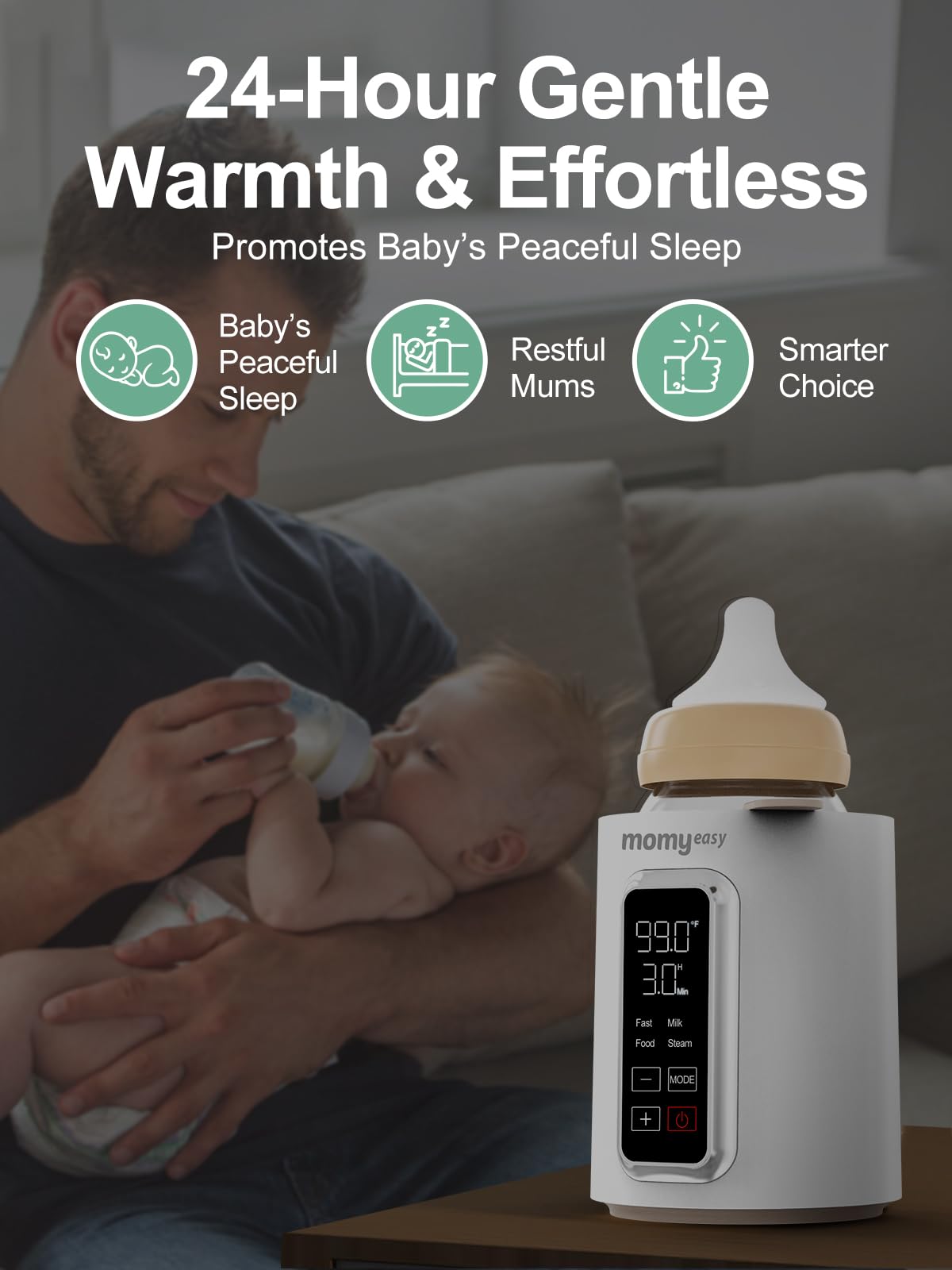 momyeasy Chauffe-biberon rapide de 2 minutes : chauffe le lait maternel et formule à la vapeur, compatible avec tous les types de biberons, contrôle précis de la température avec minuterie et arrêt au