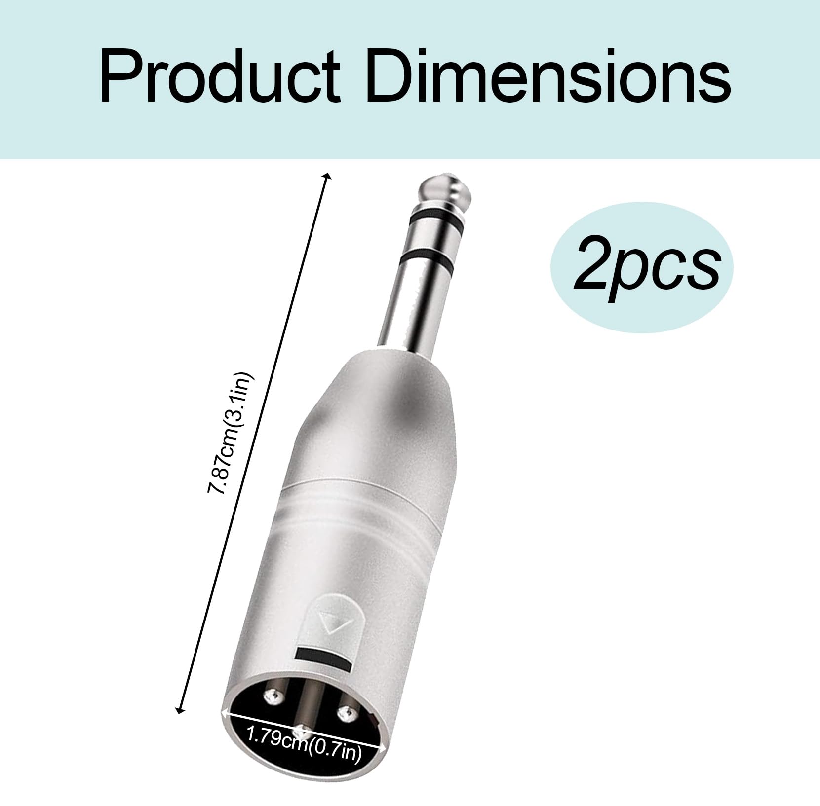 Maoggha 2 Piezas Adaptadores de Audio TRS de 6,35 MM, Adaptadores XLR a Jack de 6,35 mm, Câble Adaptateur Jack, Macho Adaptador, Compatible para Micrófono, Altavoz (Stereo) — view 2