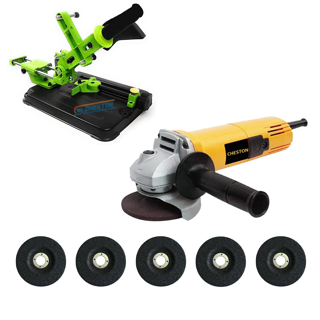 Cheston 850W Angle Grinder for Grinding, Cutting, Polishing (4 inch/100mm) + Set of 5 Grinding