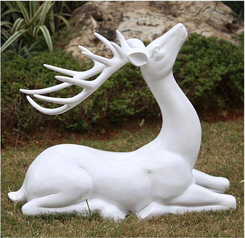 Sculpture de cerf blanc en résine pour décoration extérieure et statues de maison
