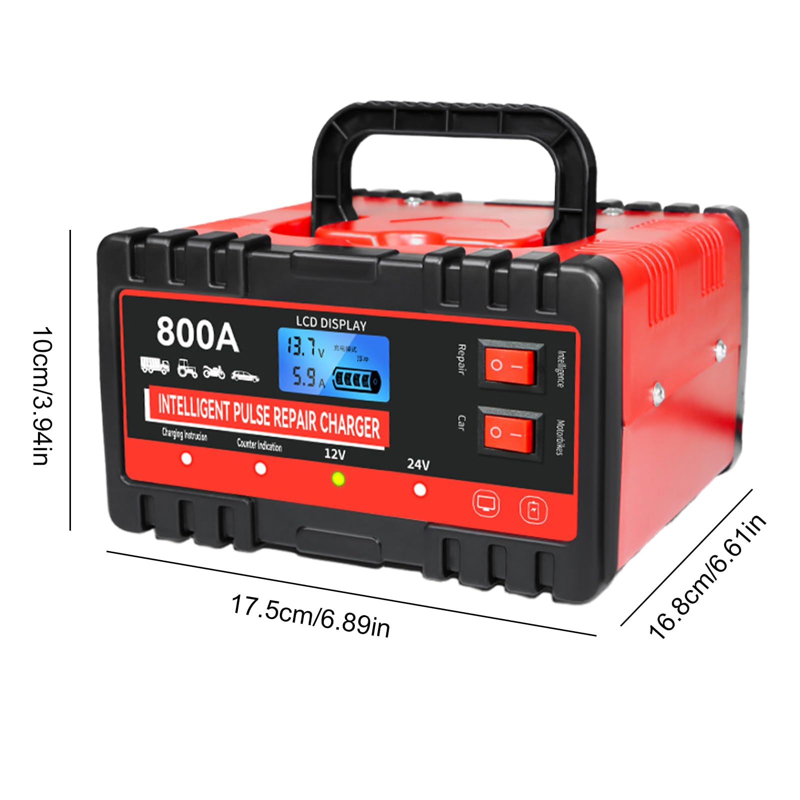 Caricabatterie per Auto Mantenitore Portatile a Carica Lenta | Mantenitore Batteria Auto Per Camion, Moto, Veicoli Da Viaggio, Officina, Riparazione E Manutenzione Di Veicoli