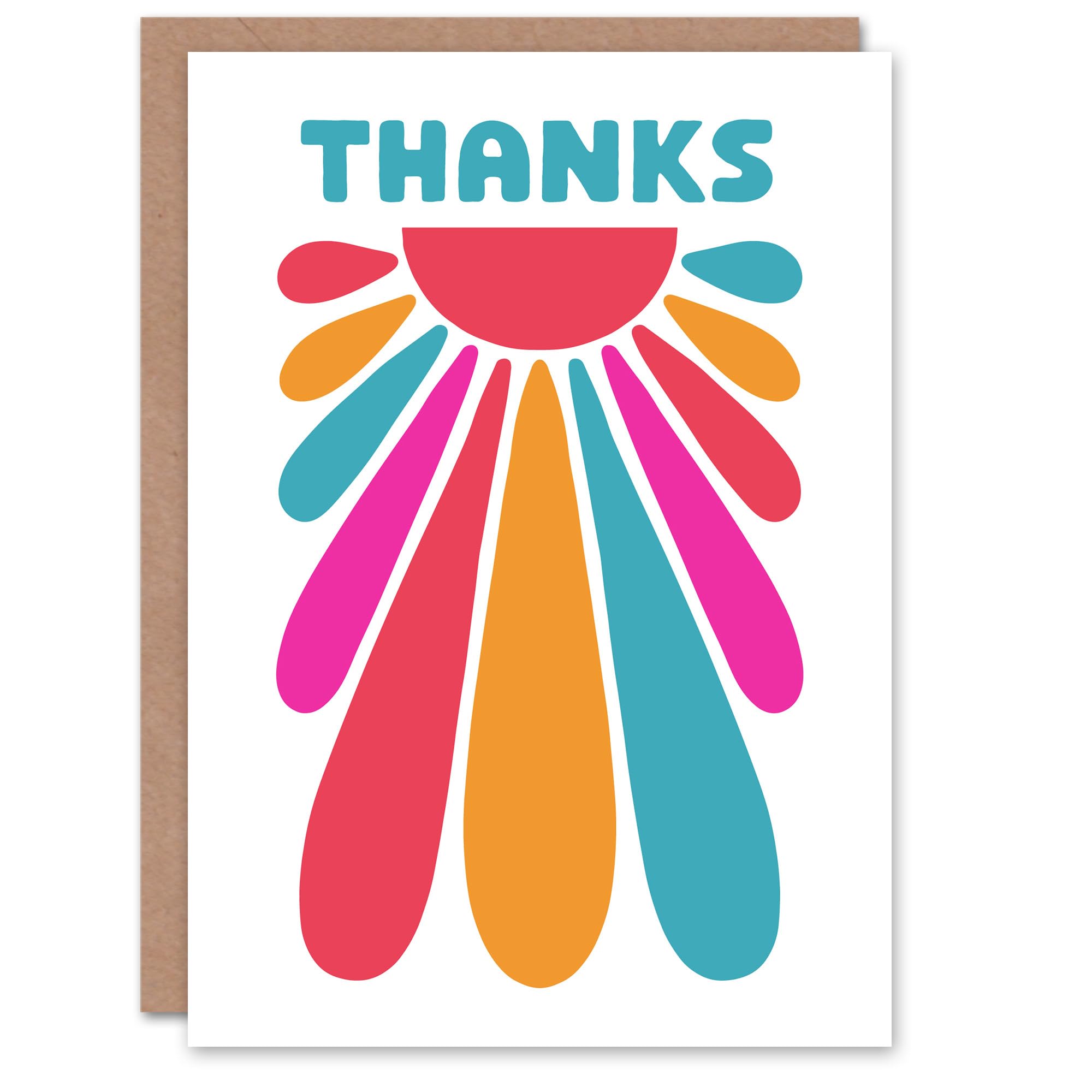 Artery8 Thank You Card Thanks Fun Blue Orange Pink Groovy Sun Design