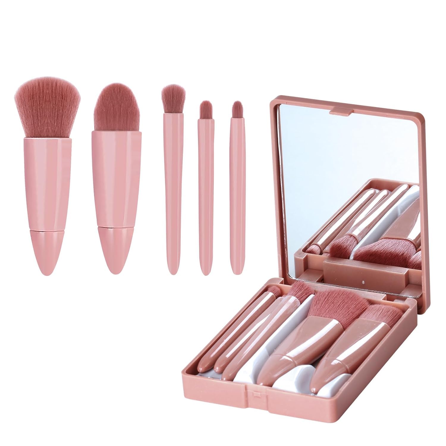 Travel Makeup Brush Set, 5Pcs Mini Make up Kit Portable Complete