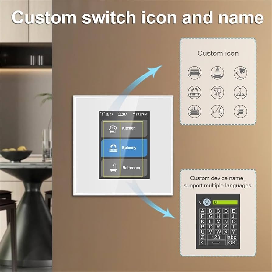 LANBON L8 Multi Mode LCD Smart WiFi Light Switch, Custom Icons