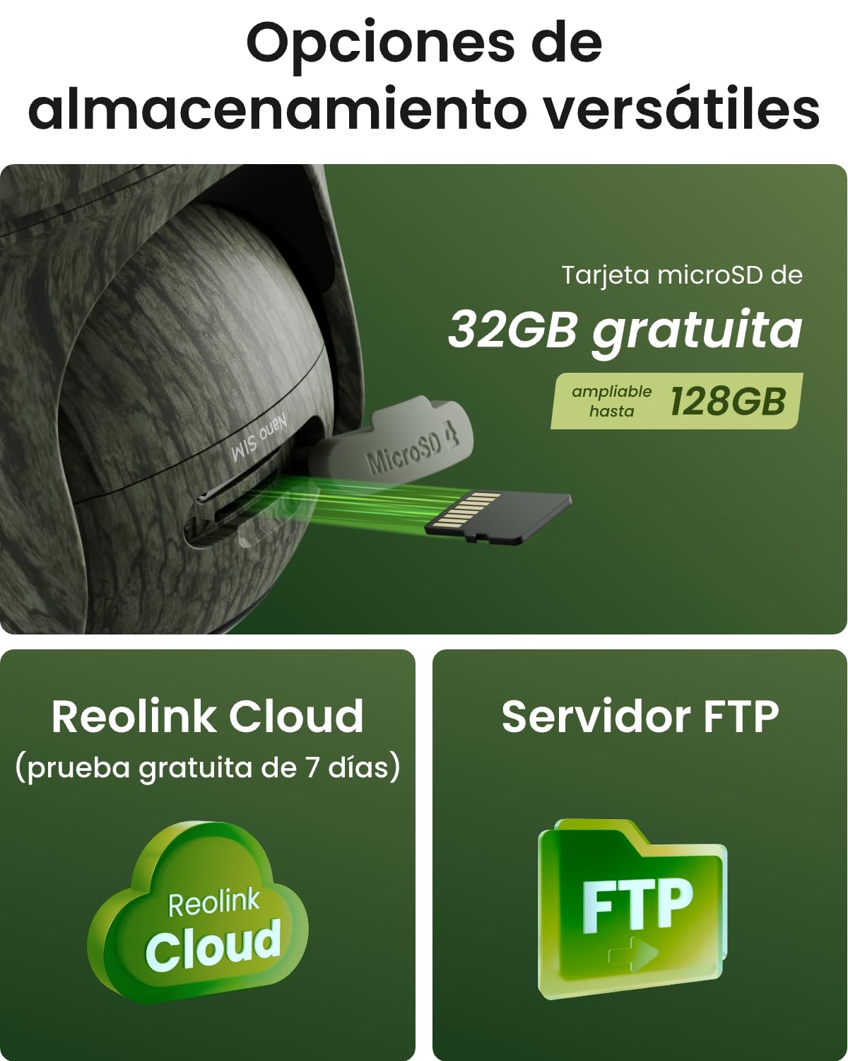 Reolink 4K 3G/4G Camara Vigilancia Exterior Tarjeta SIM Batería Recargable | Visión Nocturna IR sin Resplandor, Detección de AI, Reconocimiento de Animales, Go Ranger PT+Panel Solar 6W+Tarjeta SD 32 GB