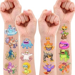 81 Pcs Monster Temporary Tattoos Stickers 8 Sheets Tattoos for Fans Kids Singing Birthday Party Decorations Favors Supplies Super Cute Fake Tattoos Gifts Ideas Boys Girls Prizes Rewards
