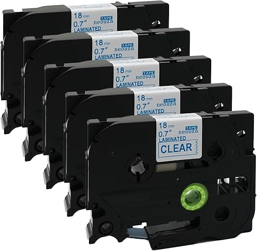 NEOUZA Paquete de 5 cartuchos de cinta de etiquetas laminados Brother P-Touch TZe TZ de 0.709 in x 26.2 ft (TZe-143 azul sobre transparente)