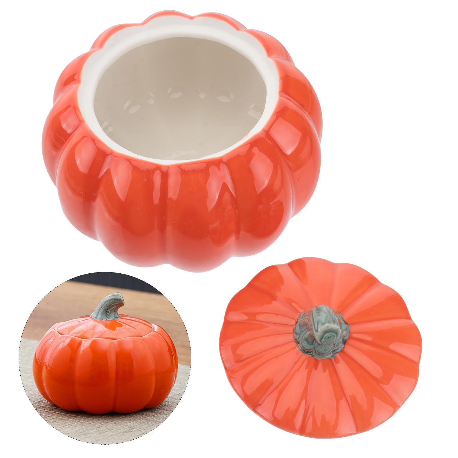 POPETPOP Cuenco de Calabaza Tapa de Cerámica 450ml para Sopa Halloween