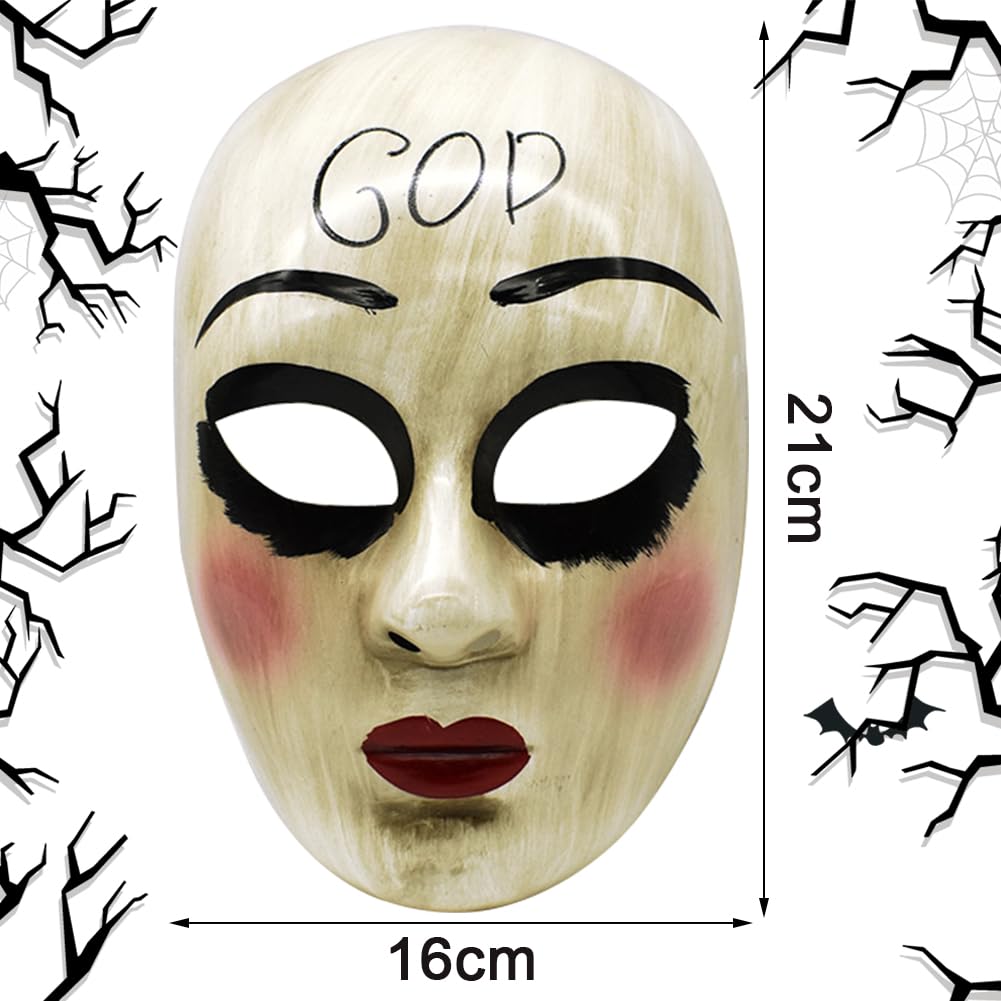 BCTHLBF 2pcs Face Movie Mask, Scary Horror Cross and God Face Masks for Masquerade Mardi Gras Party Cosplay Props Movie Costume - Image 2