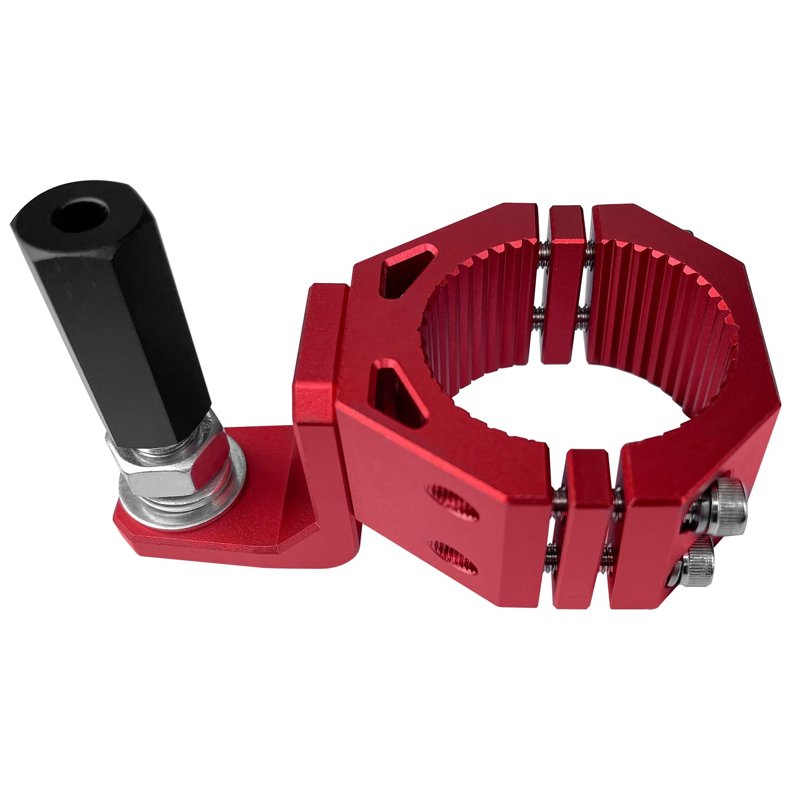 JMSMSH UTV Flag Bracket Kit, LED Light Whip Bracket Kit (Red), 360° Rotating Aluminum Rollover Bar Clamp, Fits Perfectly in 1.75