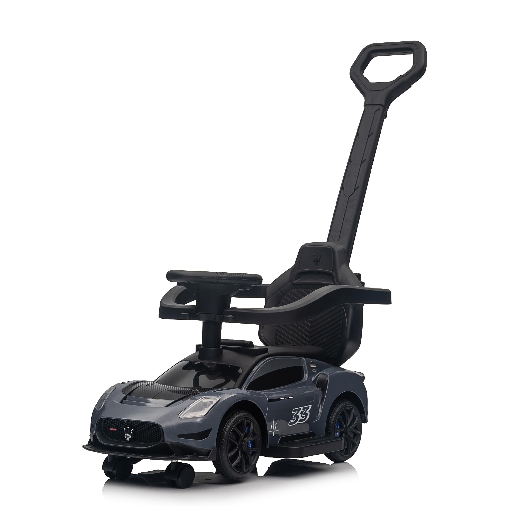 Voltz Toys Ride-on Sliding Car for Kids, Licensed Maerati for Toddlers 18-60 Months, Foot-to-Floor Walker Car Toy with Music, Lights and Under Seat Storage for Boys and Girls (Grey)