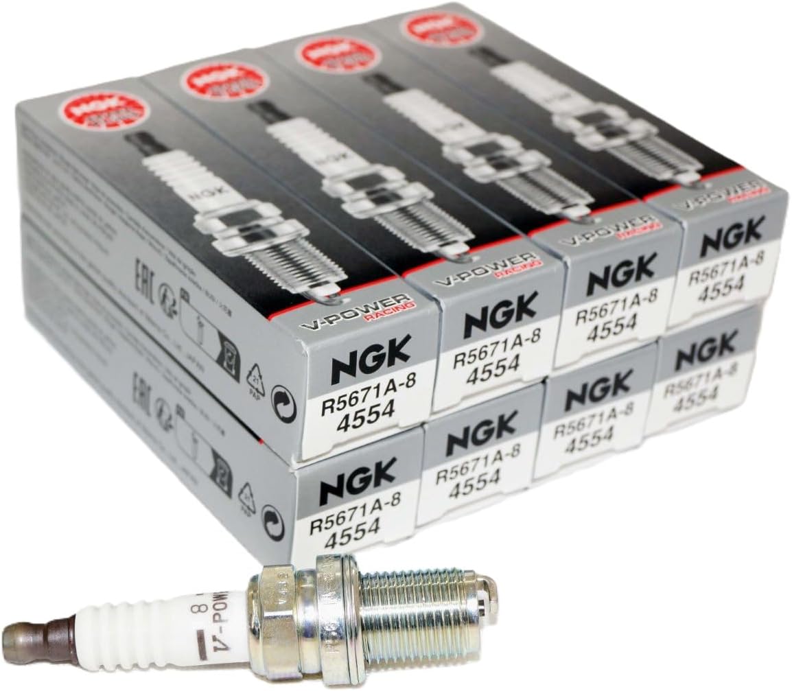 NGK 4554 V-Power Racing Spark Plugs 8-Pack - Nickel Tip Copper Core 0.032in Gap for Cars Trucks