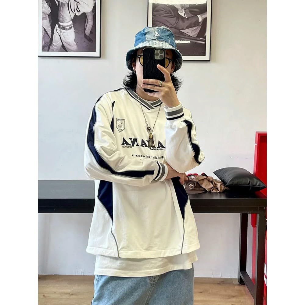 ZBDZSW Felpa da uomo Streetwear Splice Fashion Cityboy Outdoor Hip Hop Sport Style V-Collo Felpe Donna Oversize Felpa con cappuccio