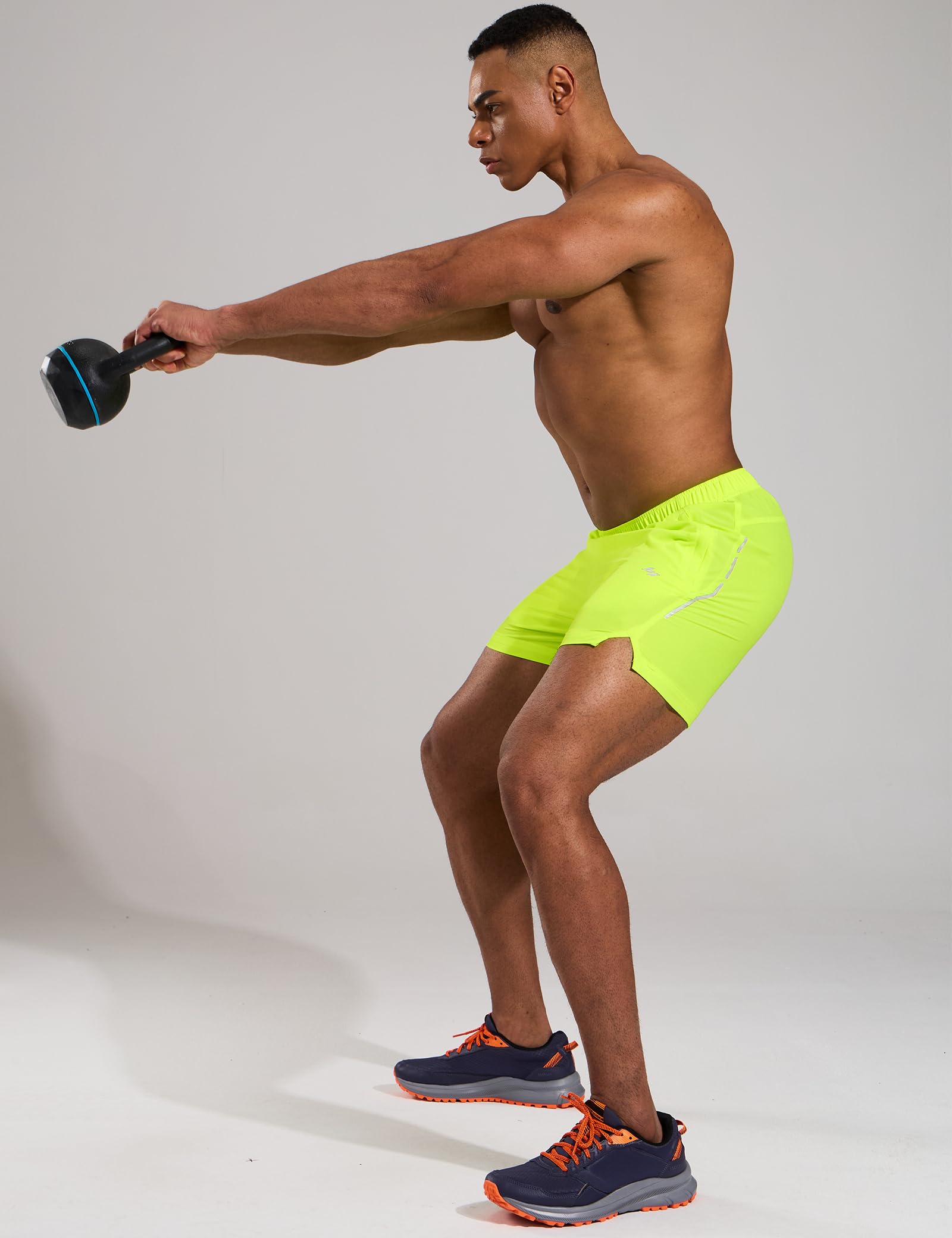 MIER Pantaloncini sportivi da uomo da 12,7 cm, ad asciugatura rapida, leggeri, per allenamento, palestra, allenamento, attivi, riflettenti, 3 tasche con cerniera