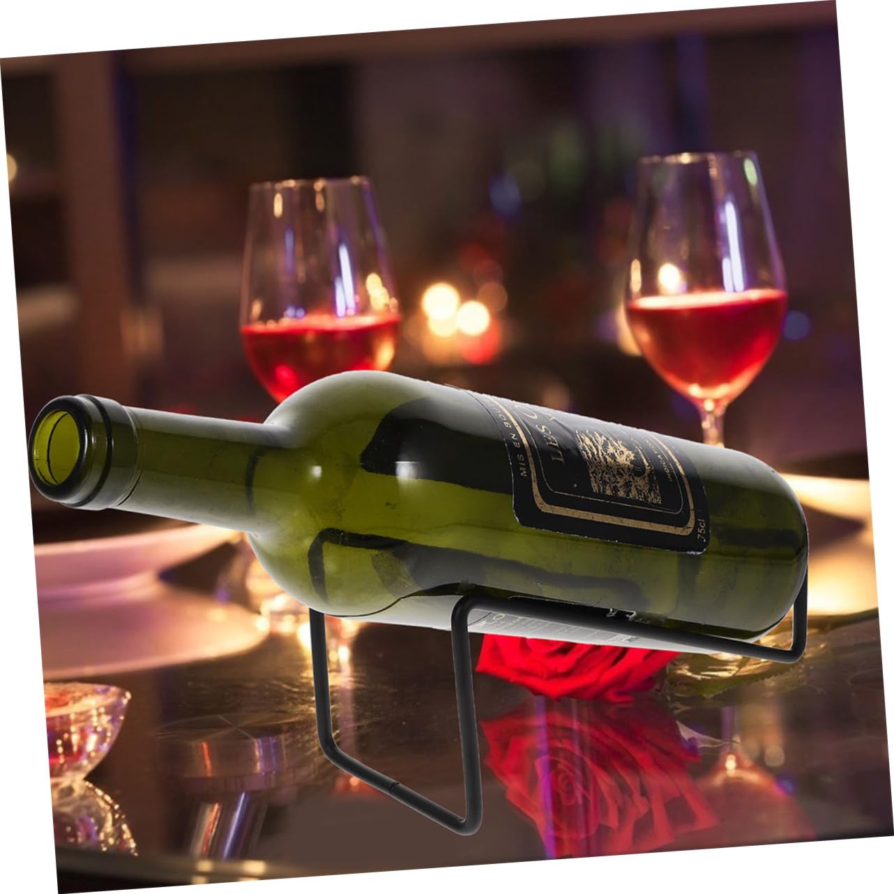 Ipetboom Porte-bouteilles En Métal Noir Petit Format, Casier à Vin Multifonction 4 Pièces, Structure Fer Résistante, Rangement Double Compartiment Pour Maison, Bar Et Restaurant