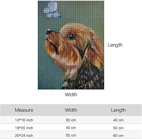 Miniatura 7 de LIANPO Pintura de diamantes 5D Yorkshire Terrier, pintura con diamantes, arte de acuarela, perro y mariposa, por números, diamantes de imitación de