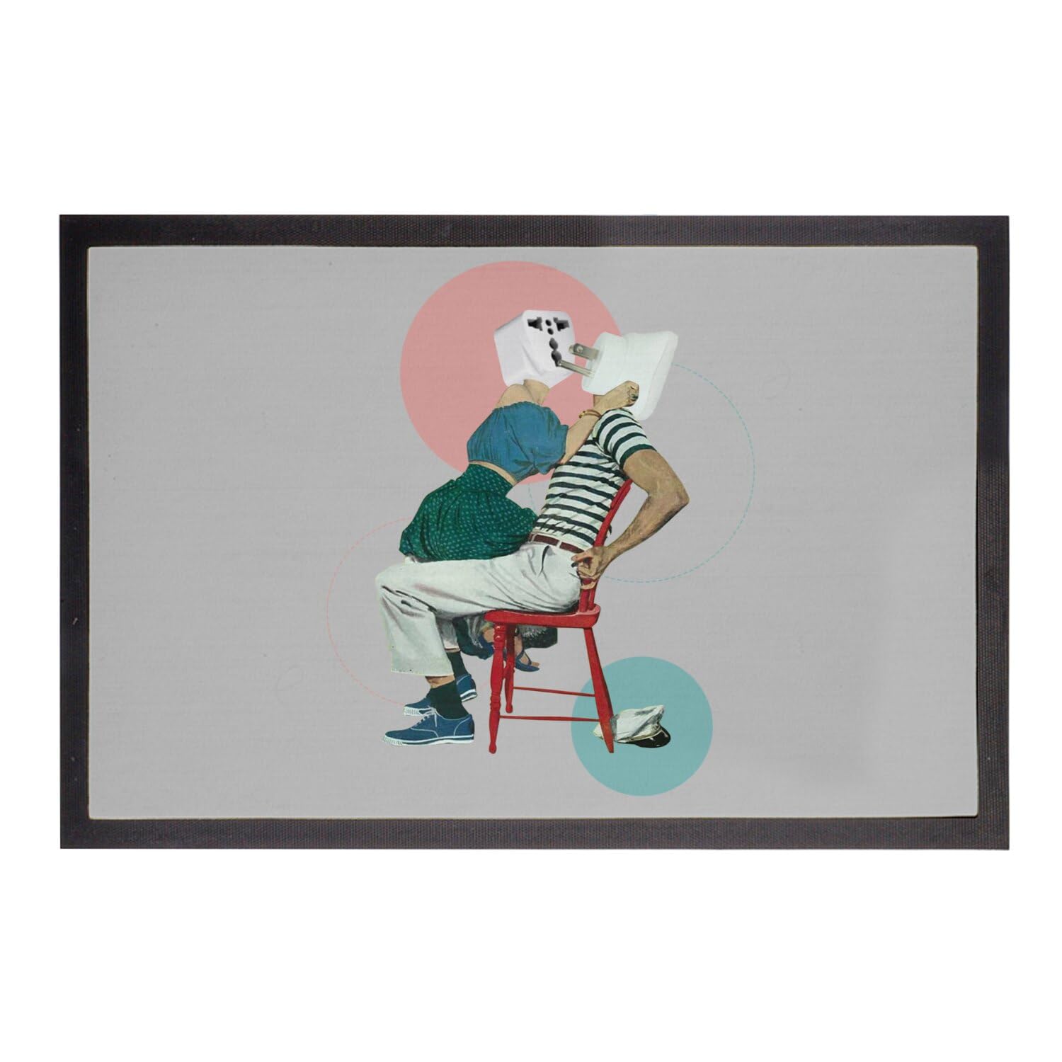 Paillasson gris couple branché pour sublimer une entrée moderne avec humour