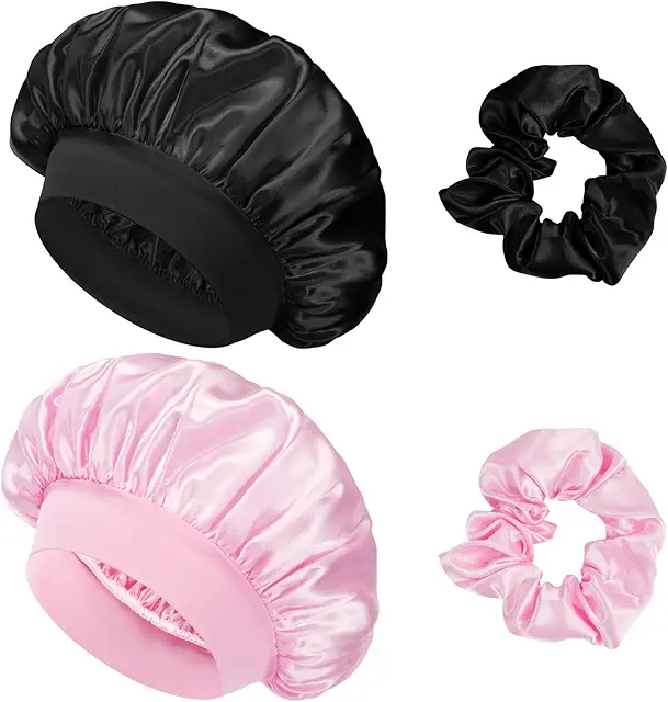 Bonnet en Satin pour Cheveux - 2 Pièces Élastique Nuit Soin Capillaire