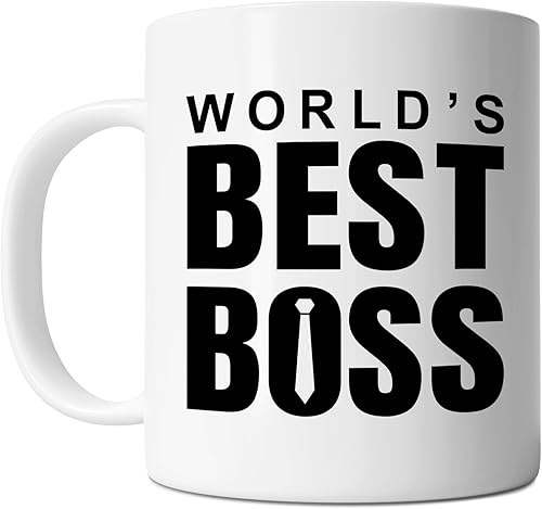 World's Best Boss - Taza de café de cerámica blanca de 11 onzas