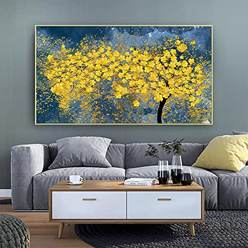Tableau arbre d'or pour décoration de salon chic et moderne