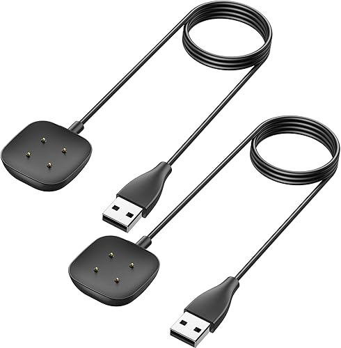 Miniatura 1 de Paquete de 2 cargadores de reloj compatibles con Fitbit Versa 4Versa 3Sense 2Sense, cable de carga USB de repuesto, base de carga portátil para