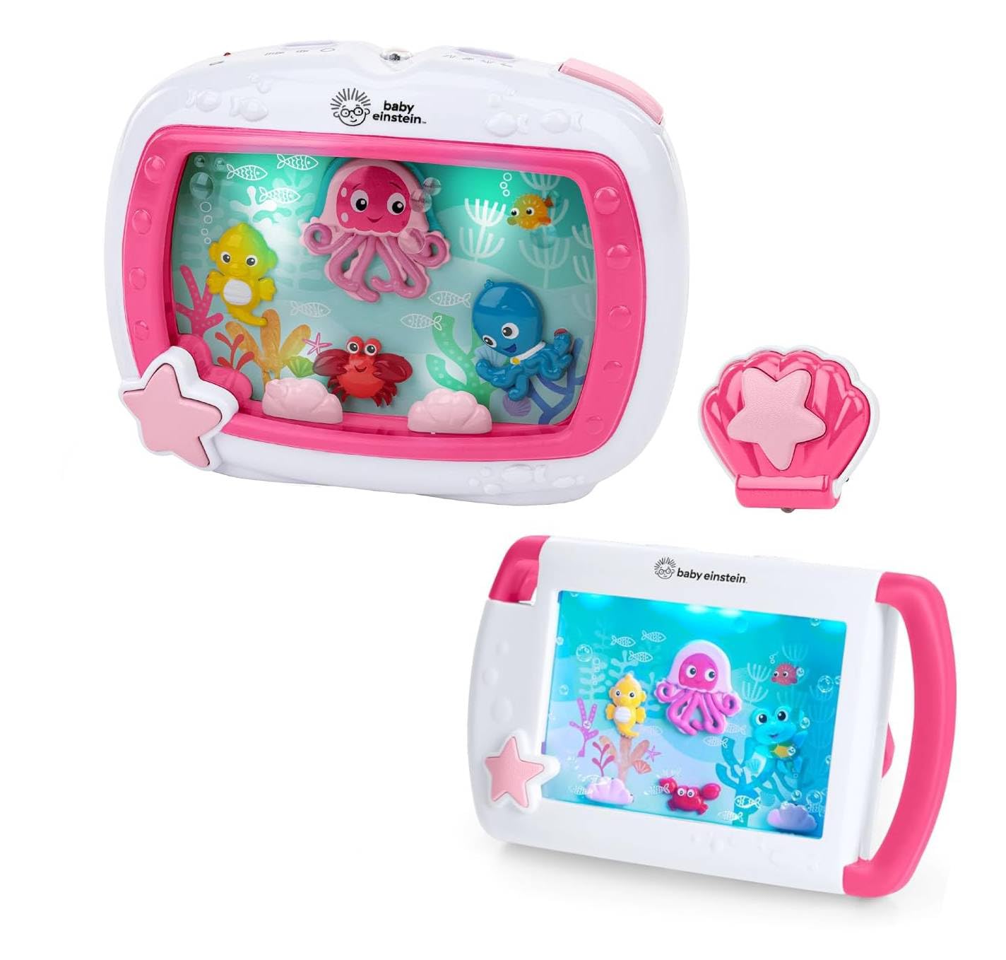 Baby Einstein 2-in-1 Sea Dreams Soother On-the-Go Gift Set, Musical Crib Toy Sound Machine and Portable Aquarium Toy, Ages Newborn and Up