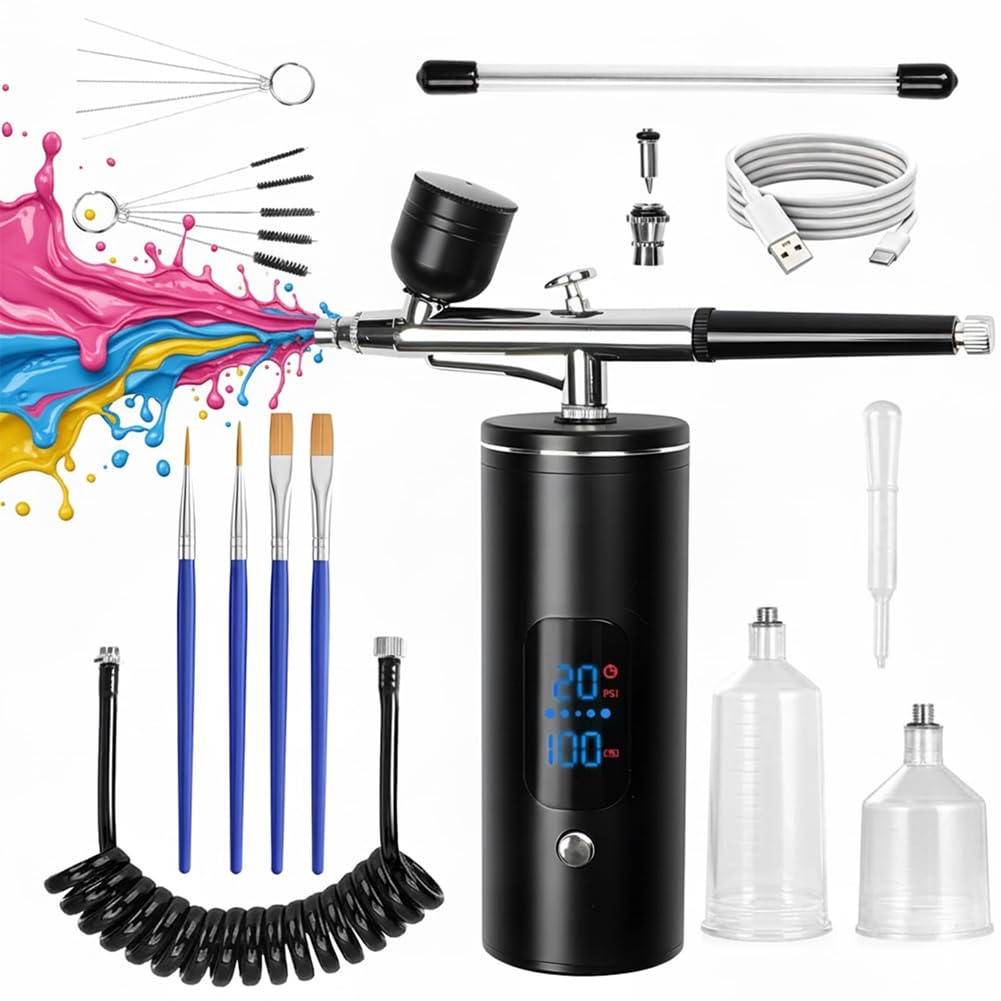 NONDK High-Pressure Cordless Airbrush 30 PSI, Airbrush Kit with Air Compressor, 6000mAh Rechargeable Battery for Painting Model