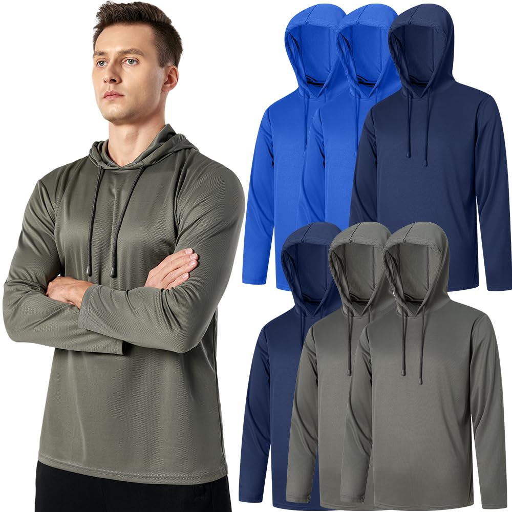 3PC or 6PC Men's UPF 50+ Sun Protection Hoodie Pack
