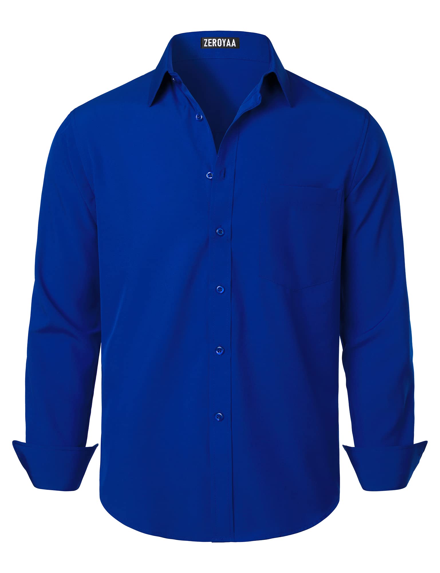 ZEROYAA Men's Regular Fit Dress Shirt Solid Wrinkle-Free Long Sleeve Casual Business Button Up Shirts with Pocket