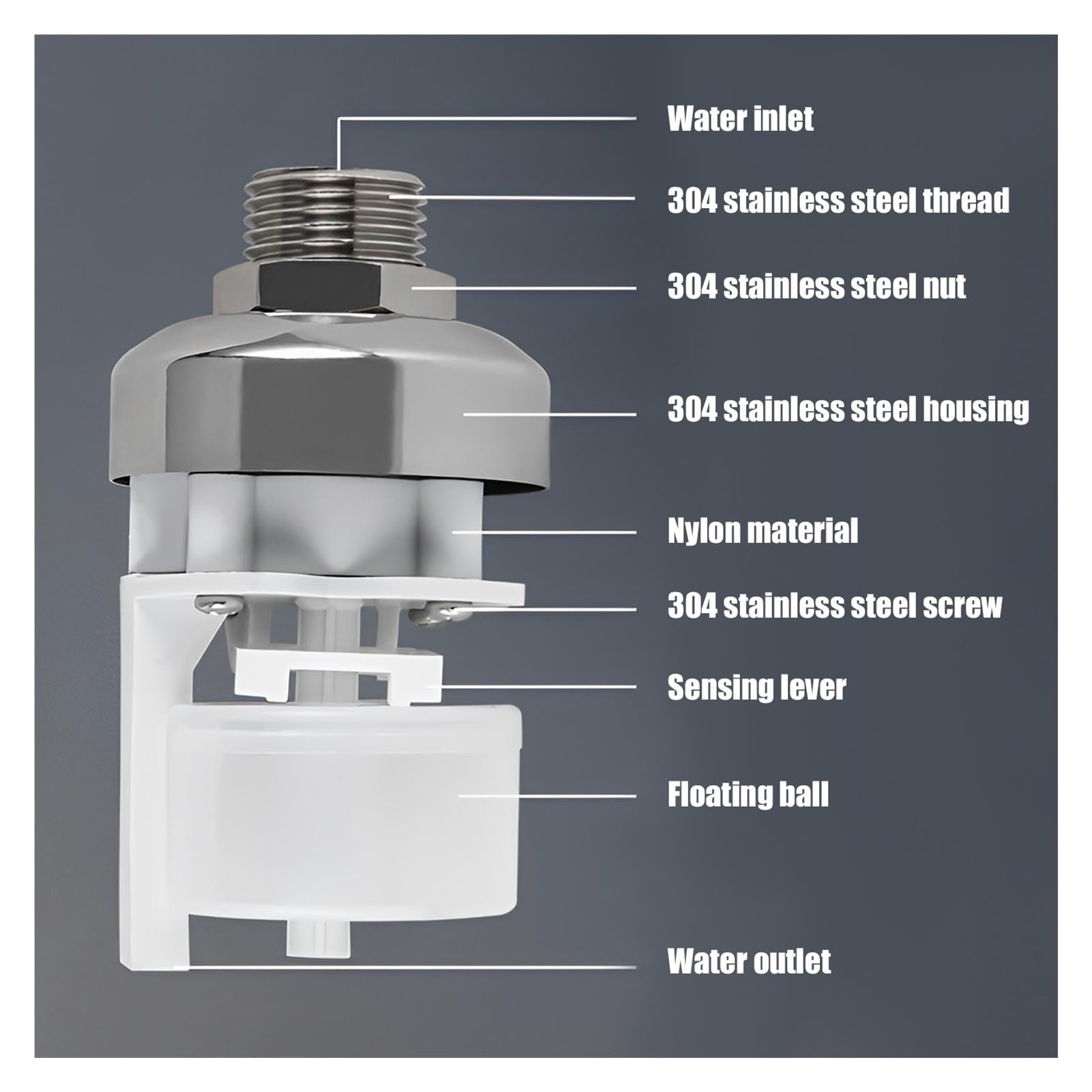 flotador para abrevadero, 1/2 PCS Válvula de control nivel agua automática Cierre seguro la torre