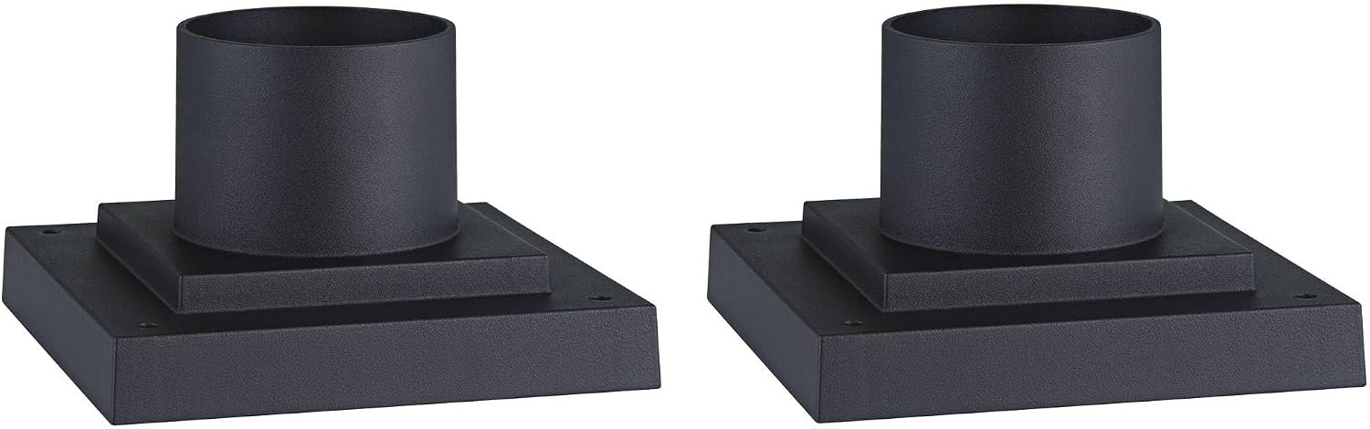 John Timberland 5 3/4" Wide x 3 1/2" High Modern Post Light Mount Adapter Porch House Exterior Outside Set of 2 Weatherproof Black Metal Front Door Patio Garage Home Deck Garden Backyard Cabin